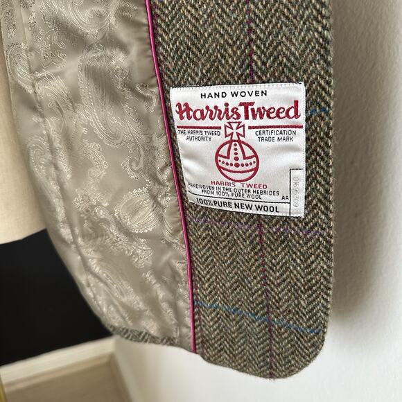 HARRIS TWEED Women Blazer Hand Woven Pure Wool Quite Luxury Preppy Academia - Picture 6 of 16